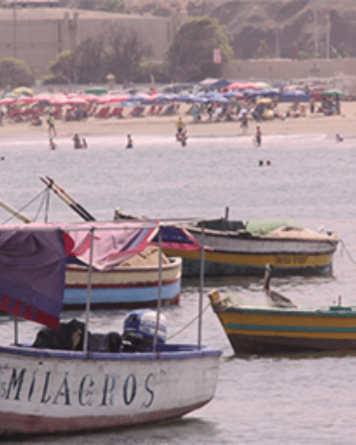 Fishing boats at the Fisherman’s Pier in Chorrillos, Lima Peru