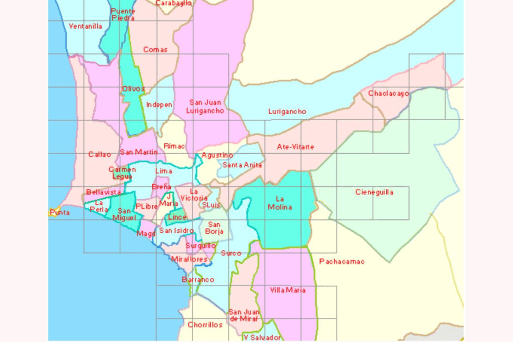 Map of the districts of Lima
