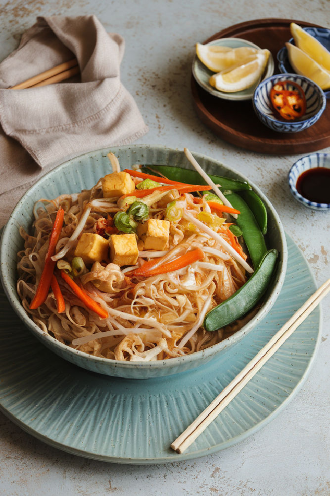 Wok-fried Singapore Noodles Vegan Version