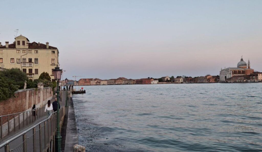 Path along Venice’s southern waterfront at sunrise near Dorsoduro. italy itinerary 5 days