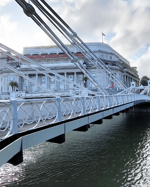 Cavenagh Bridge historic pedestrian bridge across the Singapore River Singapore